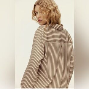 Striped Brown and White Women's Top NWT